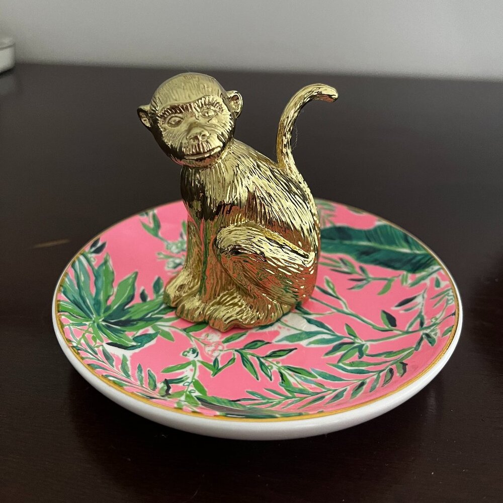 Lilly Pulitzer Ceramic Chimpoiserie Monkey Ring Holder